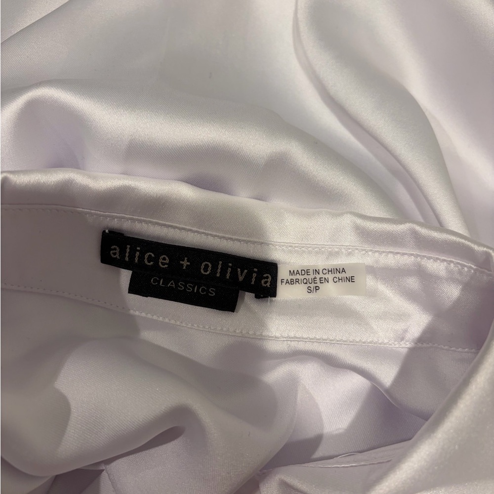 Alice + Olivia White Satin Blouse - Picture 5 of 8
